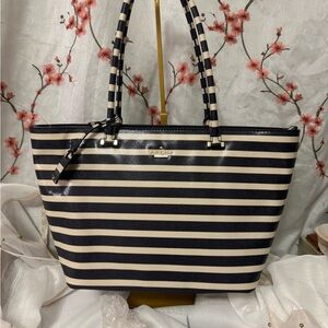 Kate Spade story book Blue and Cream Striped Tote Bag 💕